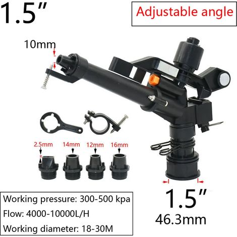 (Filetage de 3,8 cm) Arroseur femelle à large plage de couverture pour jardin, irrigation, pluie, couleur canon de fusil, pour pelouse et parc (1/5)