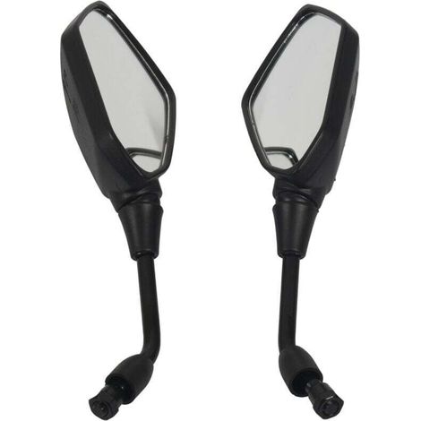 Universel 2 PièCes RéTroviseur Moto Grande Taille Noire Scooter Chrome vue ArrièRe Voir le Miroir LatéRal 10Mm