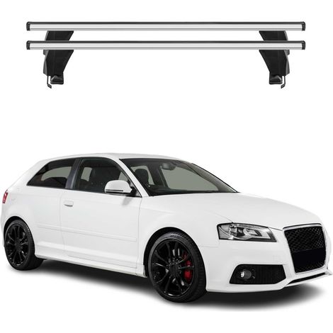 OMAC Dachträger Querträger Alu für Audi A3 8P 3tür 2003-2012 – Abschließbar – T-Nut – City-Crash-getestet – Max. 50 kg Silber (1/5)