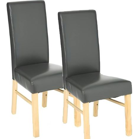 Chaise moderne grise avec pieds bois (lot de 2) (1/2)