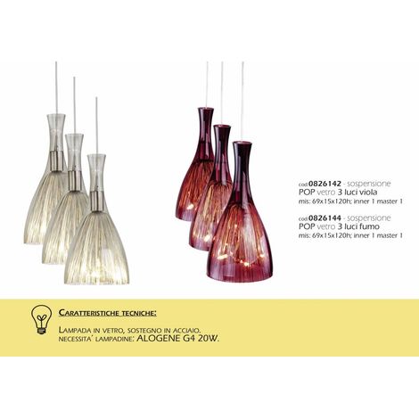 Sosp.pop Ø15 fumo 3 luci vetro+acril - bizzotto (1/2)