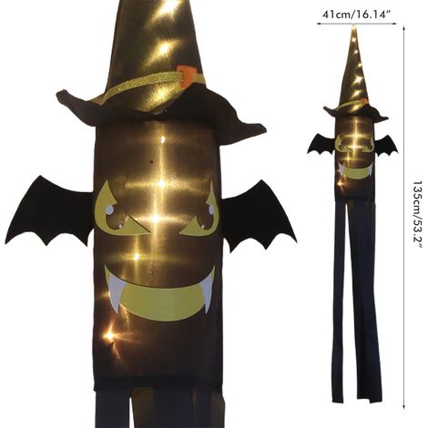 Beleuchtete Halloween-Hängedekorationen mit Skelett, Kürbis und Fledermaus für Garten, Baum, Hof und Party (1/3)