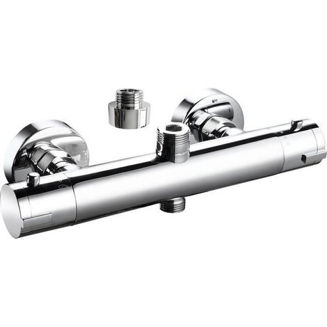Edouard Rousseau – Mitigeur thermostatique de douche LOONA chromé – Inverseur intégré – Corps en laiton – Entraxe 150 mm – Cartouche thermostatique (1/4)