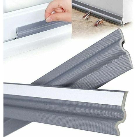 196 Zoll / 5 m grauer T-förmiger Zugluftstopper für Schiebefenster, Türeingang, selbstklebende PU-Schaum-Dichtung, isolierende, wasserdichte Dichtungsstreifen für kalte Aluminiumfenster unter Außentür (1/4)