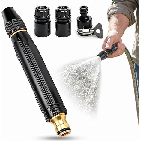 Lance Haute Pression pour Tuyau d'Arrosage, Buse Haute Pression Jet Puissant, Pistolet Arrosage Haute Pression avec Adaptateurs Universels pour Jardin Nettoyage (1/5)