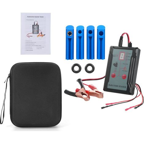 Testeur universel d'injecteur de carburant et Kit d'outils de nettoyage, testeur de 8 Modes d'impulsion, avec 4 adaptateurs, Protection contre les courts-circuits. (1/4)