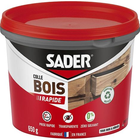 Colle à Bois Prise Rapide 2 min – Colle Forte pour Tous Bois et Dérivés – Intérieur – Transparente après Séchage – Colle en Pot Applicable au Pinceau – Sans Solvant – Pot de 650 g (1/5)