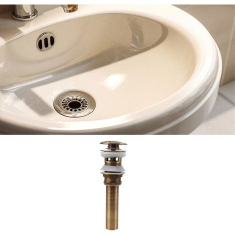Bonde de lavabo rétro en cuivre, style antique européen, avec trous. (1/5)
