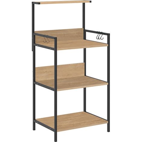 Étagère latérale Idéale comme meuble bar, coin café ou meuble micro-ondes coloris Chêne - Longueur 63 x Hauteur 130 x Profondeur 48 cm (1/3)