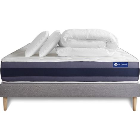 Pack Colchón gris látex y espuma viscoelástica 140 x 190