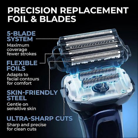 Compatible avec les lames et feuilles de rechange en paquet de 2 pour les modèles ARC5, ES9032, WES9032P, ES9034 et ES9036, et également compatible avec les modèles ES-LV65, ES-LV67 et ES-LV97. (1/5)