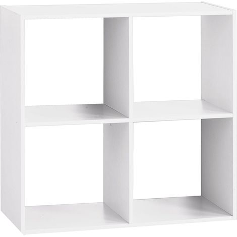 Five – Etagère en bois blanc 4 cases 67,6x32x67,6 cm – Panneau à particules – Design modulable pour rangement personnalisé