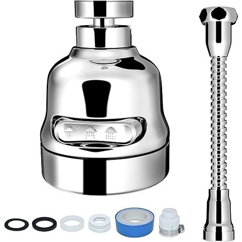 Aérateur de robinet anti-éclaboussures de cuisine, filtre universel anti-éclaboussures, filtre de bec, douche à trois vitesses (1/5)