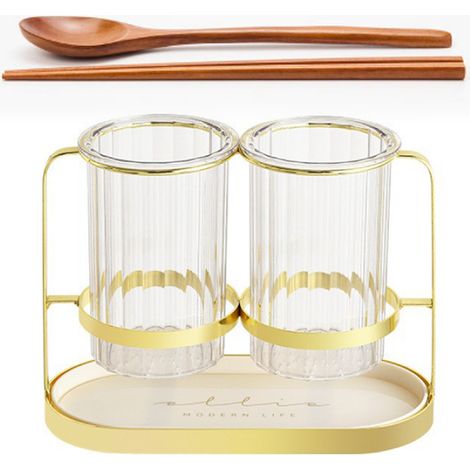 Support à baguettes en fer PET transparent, égouttoir pour baguettes et cuillères, platine de cuisine (1/5)