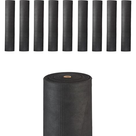 10x Teli per Pacciamatura, 150g/m², Protezione per le Piante, Impermeabile, Anti UV, 50 metri, Nero