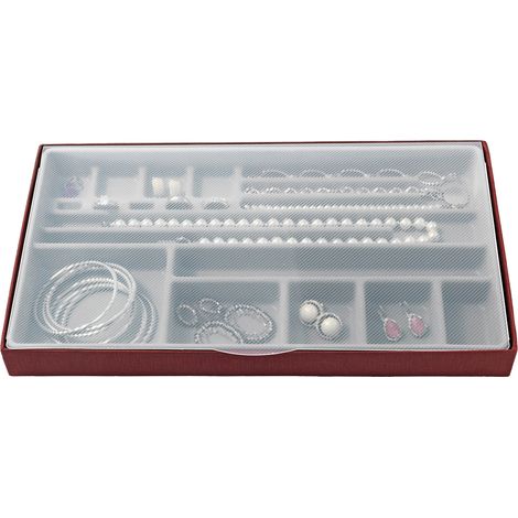 Porta Gioielli Donna - Organizer per Gioielli Sempre in Ordine, anche per Cassetti – 1 Porta Bijoux Rosso - 21,5x37x3,5 cm - Domopak Living (1/2)