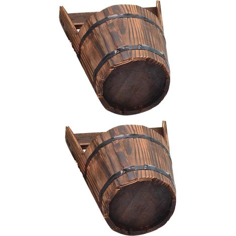Hängender Holzblumentopf mit Robustem Holzmaterial 2 Stück (1/5)