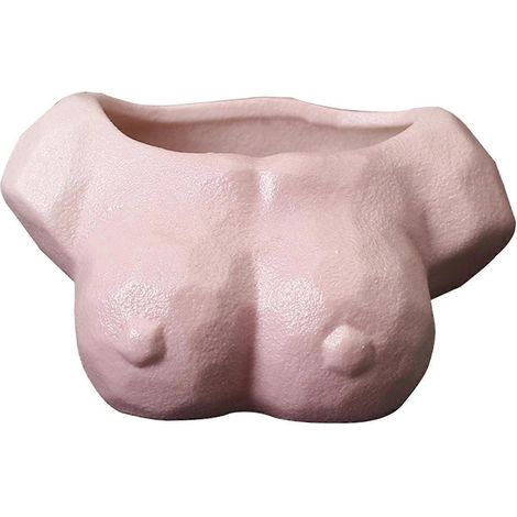 Abstrakter Blumentopf für Gartenpflanzen, Kakteen und Sukkulenten, weiß-Pink (1/5)