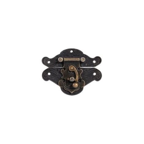 Pestillos de cierre antiguos con relieve y tornillos para armarios decorativos, joyeros, cajas de regalo, maletas o muebles. Color bronce (L) - Crezuo (1/3)