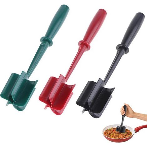 Fleischklopfer Kartoffelstampfer 3-teiliger Rindfleischschneider hitzebeständiger Rindfleischschneider Hamburgerschneider schwarz rot grün 10 x 4 4 (1/5)