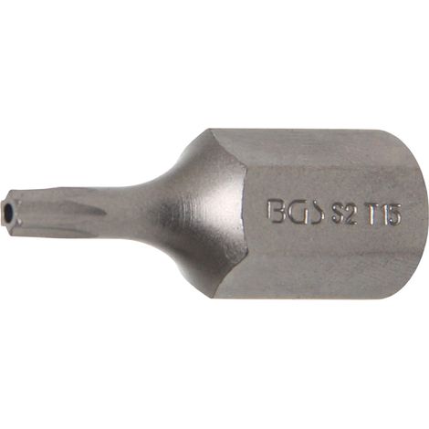 Inserto  lunghezza 30 mm  attacco esagono esterno 10 mm (3/8")  profilo a T (per Torx) con alesatura T15
