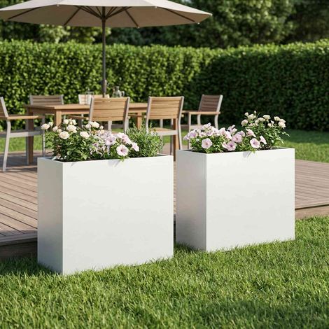 Cache-pot de jardin 2 pc Blanc 50 x 20 x 40 cm (1/5)