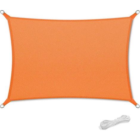 Voile d'ombrage 2x4m Auvent Résistante aux Imperméable pour Patio & Terrasse Jardin de Protection Solaire 90% Une Protection des Rayons UV avec Corde Libre Rectangulaire Orange