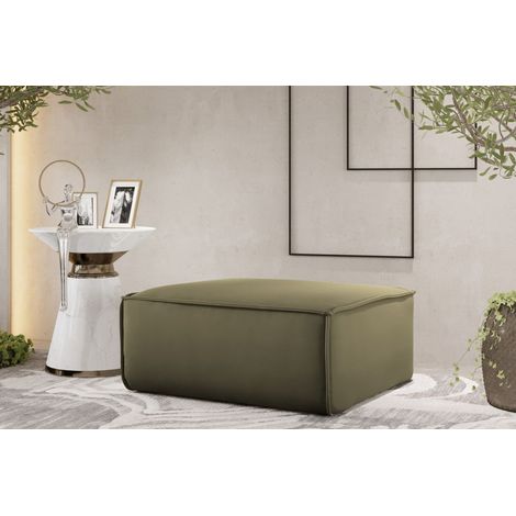 Polsterhocker Designerhocker CELES PREMIUM 85x85 cm Stoff Opera Velvet Olivgrün (1/3)
