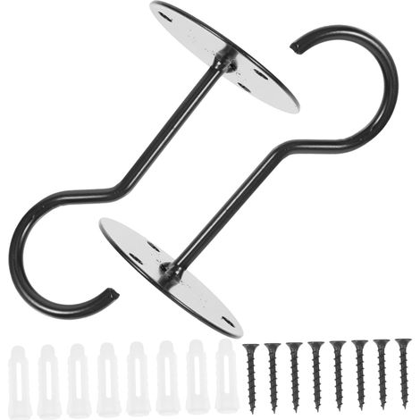 Crochet plafond - zinc - noir - pour suspension et rangement (1/5)