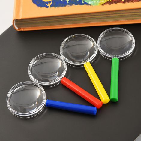 12 pezzi (colore casuale) Lente d'ingrandimento per bambini Mini lente d'ingrandimento, ingrandimento portatile 10X Lente d'ingrandimento colorata, insetto per bambini (1/5)