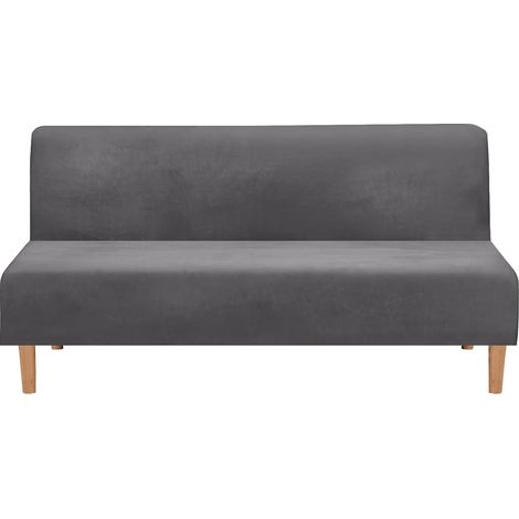 Hochelastischer Schutzbezug aus weichem Samt, ohne Armlehnen, für 2-3-Sitzer-Futon (grau)