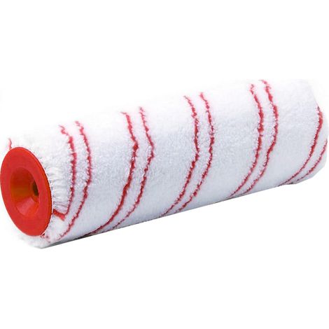 Rouleau manchon rayé rouge microfibres tissées L.180 aspect soigné, surfaces lisses Poils: 10 mm