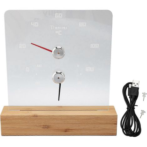 2-in-1 Sauna-Temperaturmessgerät/Hygrometer mit weißer LED-Beleuchtung zur Messung von Luftfeuchtigkeit und Temperatur