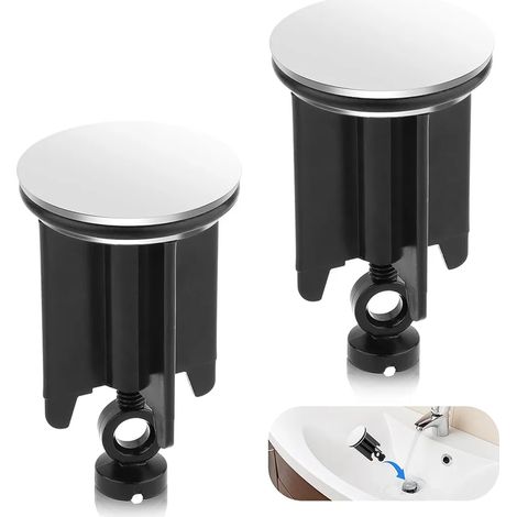 Lot de deux bouchons de lavabo diamètre quarante millimètres bonde d évier pour salle de bain et cuisine bouche trou