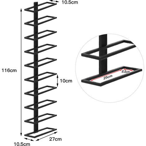 Weinregal aus Metall für Flaschen, Weinregal Flaschenhalter,Kellerregal Flaschenhalter Weinlagerung, Aufbewahrungsregal für die Wand für 10 Flaschen (1/5)