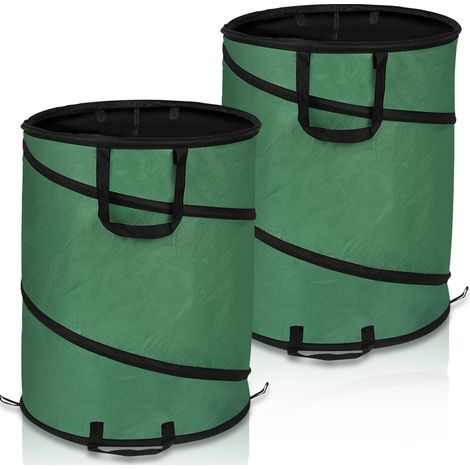 Randaco Gartensack 2X 170L Pop Up Laubsack Gartenabfallsack XXL Garten Tasche Rasensack mit Griffen Reißfest Wiederverwendbar