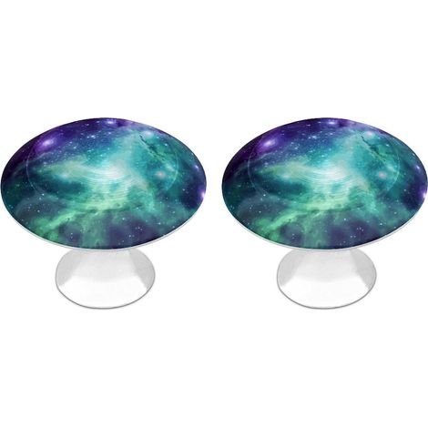 Boutons ronds en acier inoxydable, motif galaxie, vert, bleu (1/5)