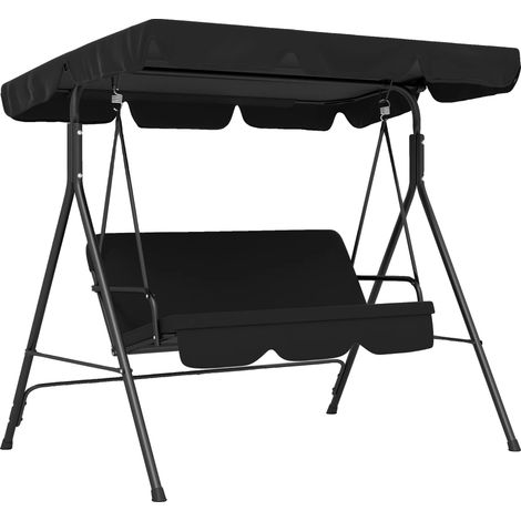 Mecedora de exterior, resistente a la intemperie, asiento cómodo, color negro. (1/2)