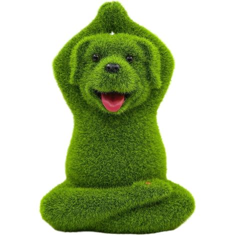 Hunde Statue Niedliche Grüne Beflockte Harzskulpturen