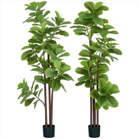 Plante artificielle Vert Ficus Lyrata 180 cm Lot de 2 avec pot (1/5)