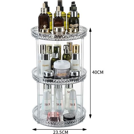 Drehbarer Ablagekorb für Küche, Gewürze, Obst, Kosmetik dreistufiges Regal, kleine Größe (Diamantweiß)