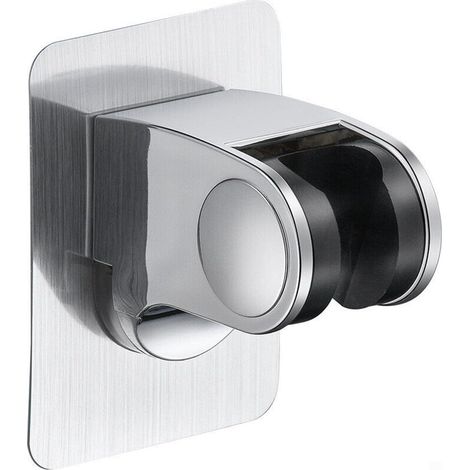 Support de pommeau de douche réglable pour salle de bain, fixation murale argentée, sans perçage (1/5)