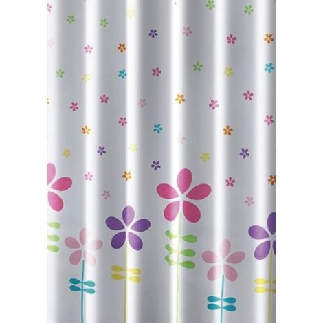 Rideau de douche 180x180cm, polyester, couleur fleur (1/2)
