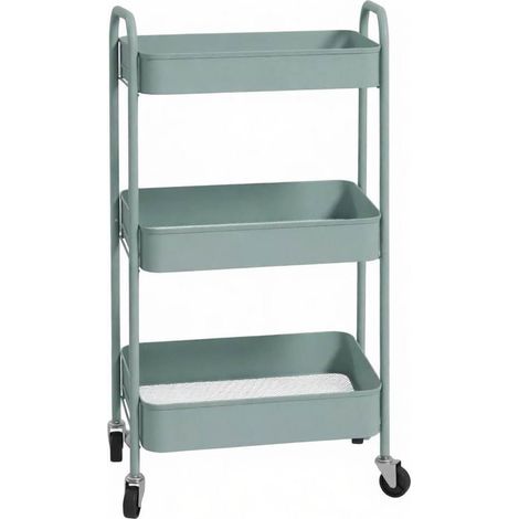 Chariot de rangement à roulettes 3 niveaux en acier, avec paniers ouverts perforés, poignées pratiques et freins, pour cuisine, salle de bain, CHICFURN (1/5)