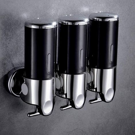 3-in-1 Wand-Duschspender und Organizer fürs Badezimmer - Bietet Platz für Shampoo, Seife, Spülung und Duschgel, geeignet für Badezimmer, Küche, Hotel (3 Fächer) (1/5)