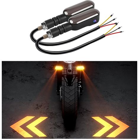 2 PCS LED Clignotants Projecteur pour Moto,Feux clignotants pour motos,27 modes d'éclairage RGB pour les feux de jour,Feux clignotants moto avec projection de flèches