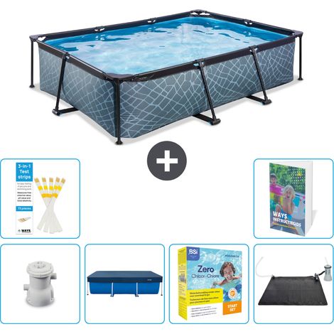 Exit-toys Piscina Exit Rectangular - Efecto piedra - 300x200x65 cm - 7-piezas  S234