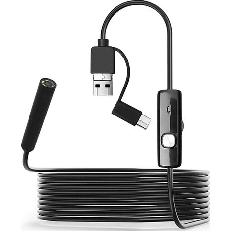 Telecamera Endoscopica 3.5M Android 3in1 Cavo Sonda Flessibile 6 LED USB Type C