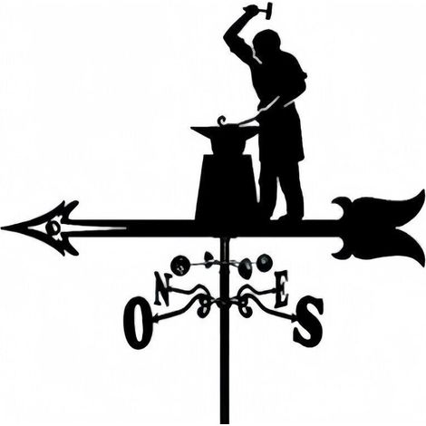 Girouette en métal forgeron, support pour girouette d'extérieur, décoration artisanale, ferme, jardin, belvédère (1/4)