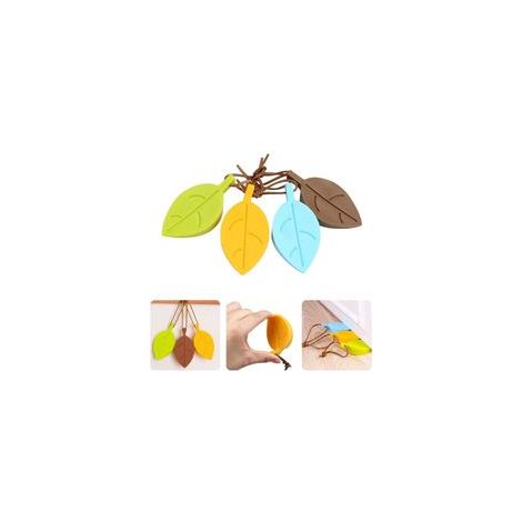 Silicone Porte Stopper, 4 Pcs Feuilles Style Dessin Animé Flexible Coin Fenêtre/Porte Arrêts avec Lanière pour Jardin de Bureau à Domicile (1/5)